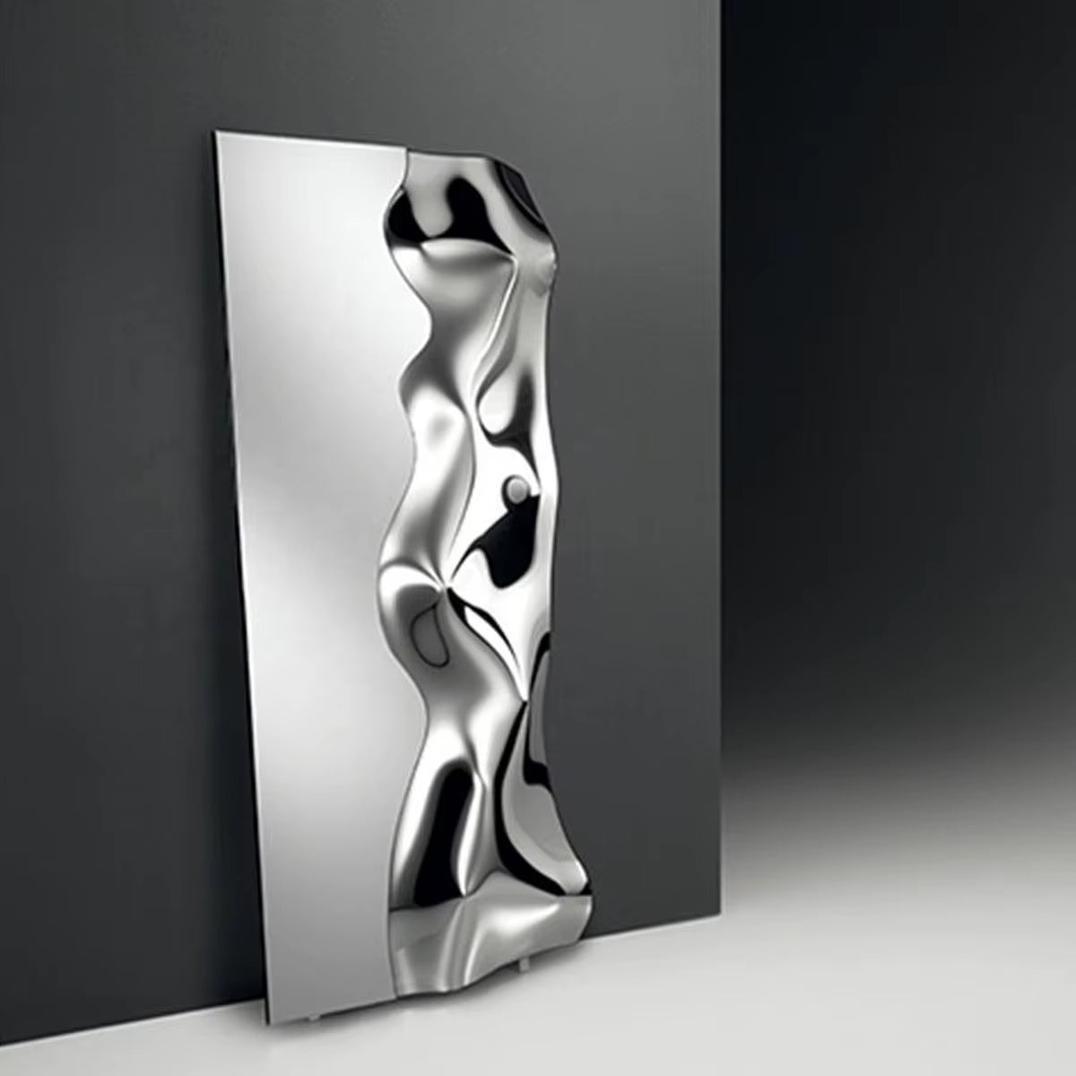 Wave Mirror Decorative Wall Mirror Sparkle Handmade Beveled Decor Mirror Stunning Silver Finished Modern Metal Wall Art