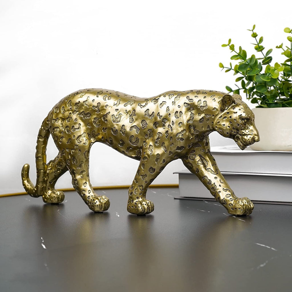 Cheetah Statue Home Decor Leopard Sculpture Resin Sitting Cheetah Figurine De...