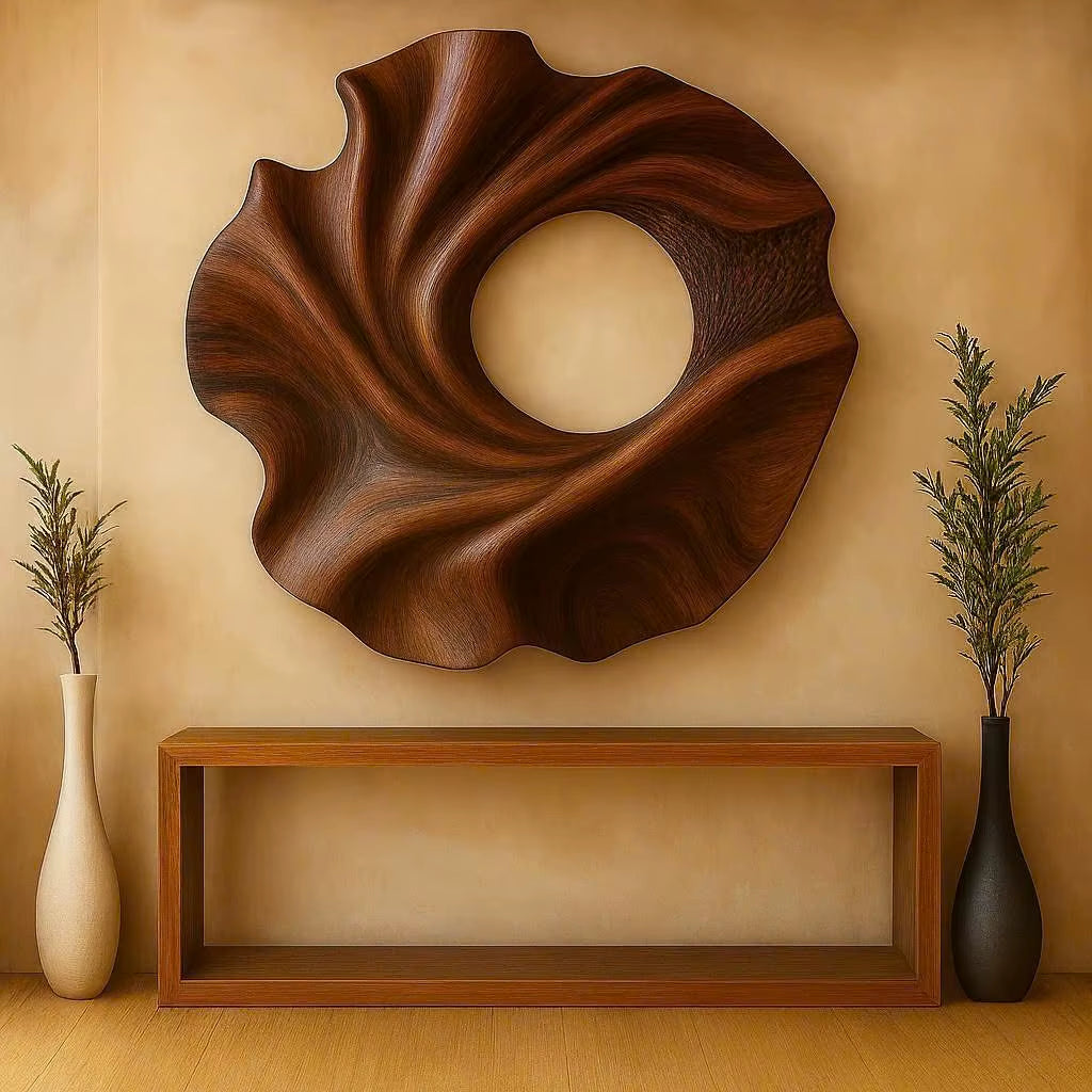 Wall-Hanging Organic Wooden Sculpture Handcrafted Wooden Wall Art Sculpture for Living Room Hotel Furniture Abstract Wall Decor