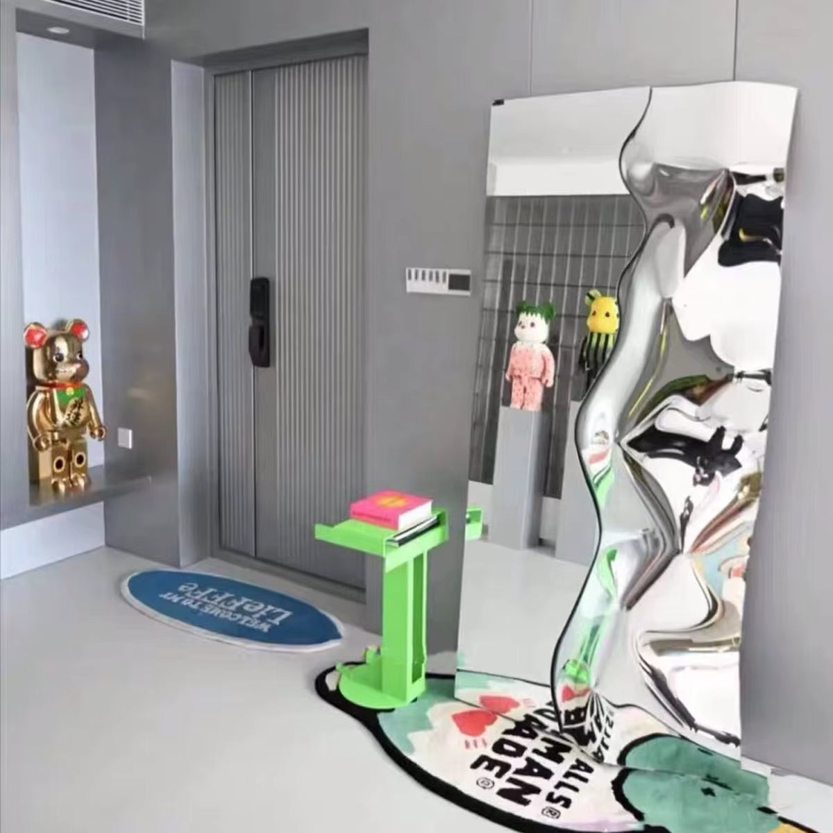 Wave Mirror Decorative Wall Mirror Sparkle Handmade Beveled Decor Mirror Stunning Silver Finished Modern Metal Wall Art