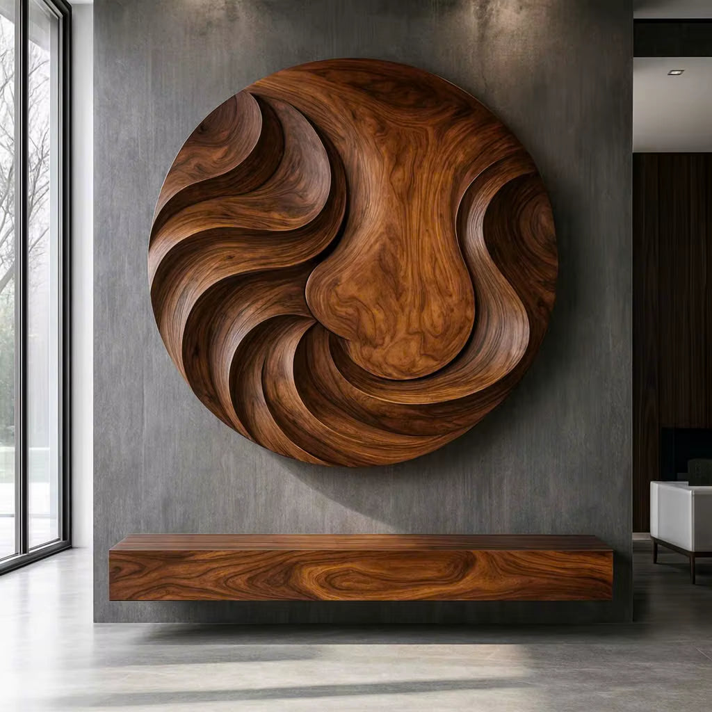 Unique Wall-Mounted Organic Wooden Sculpture Handcrafted Wooden Wall Art Sculpture for Living Room Furniture Wall Decoration