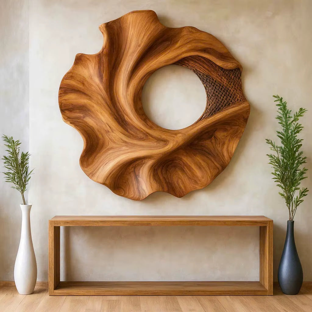 Wall-Hanging Organic Wooden Sculpture Handcrafted Wooden Wall Art Sculpture for Living Room Hotel Furniture Abstract Wall Decor