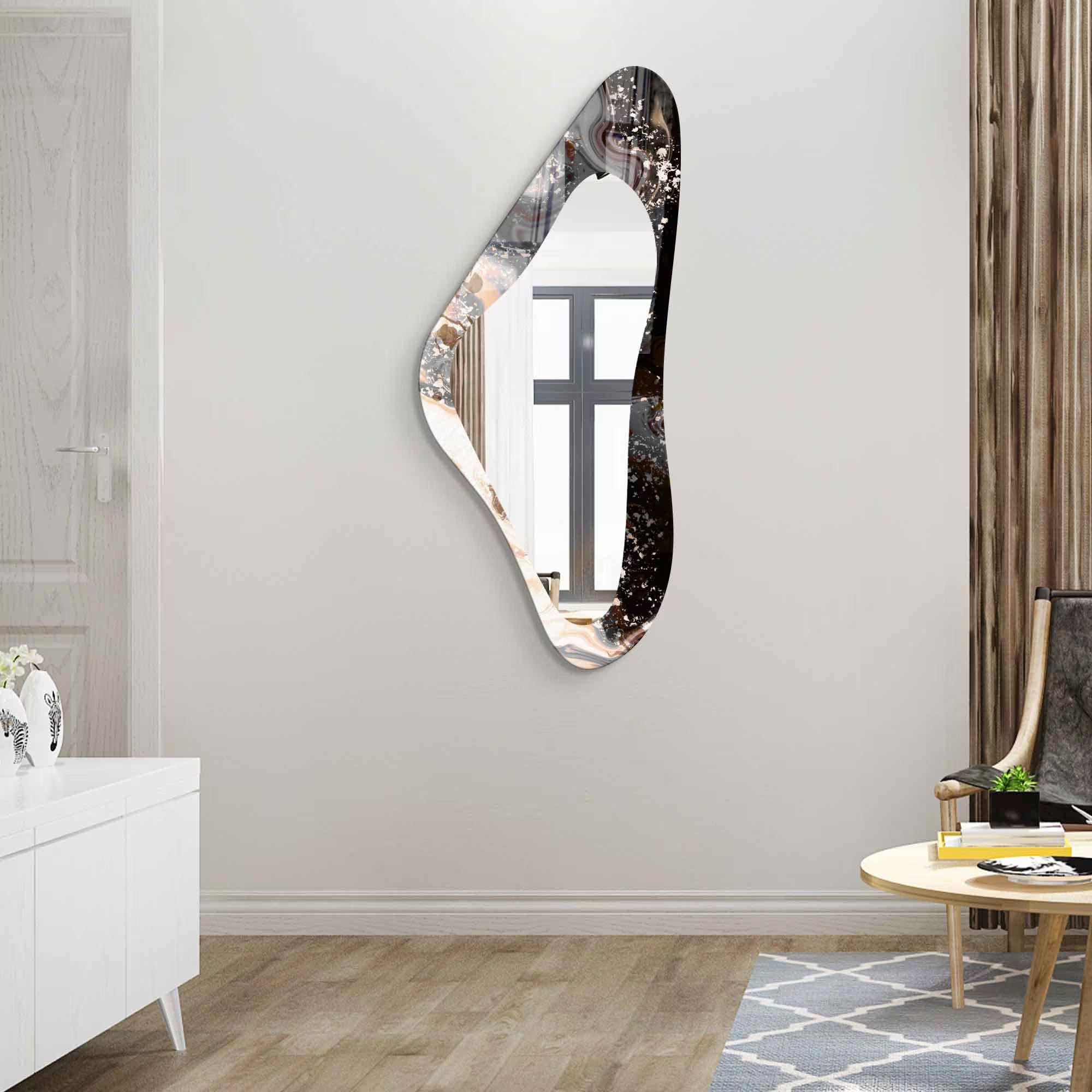 Asymmetrical Mirror, Irregular Mirror, Mirror Wall Decor on Tempered Glass, Entryway Hallway Mirror, Mirror for Bathroom, Luxury Home Decor