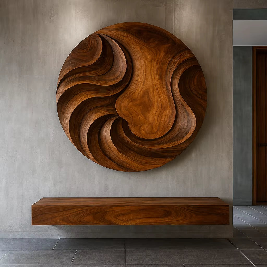 Unique Wall-Mounted Organic Wooden Sculpture Handcrafted Wooden Wall Art Sculpture for Living Room Furniture Wall Decoration