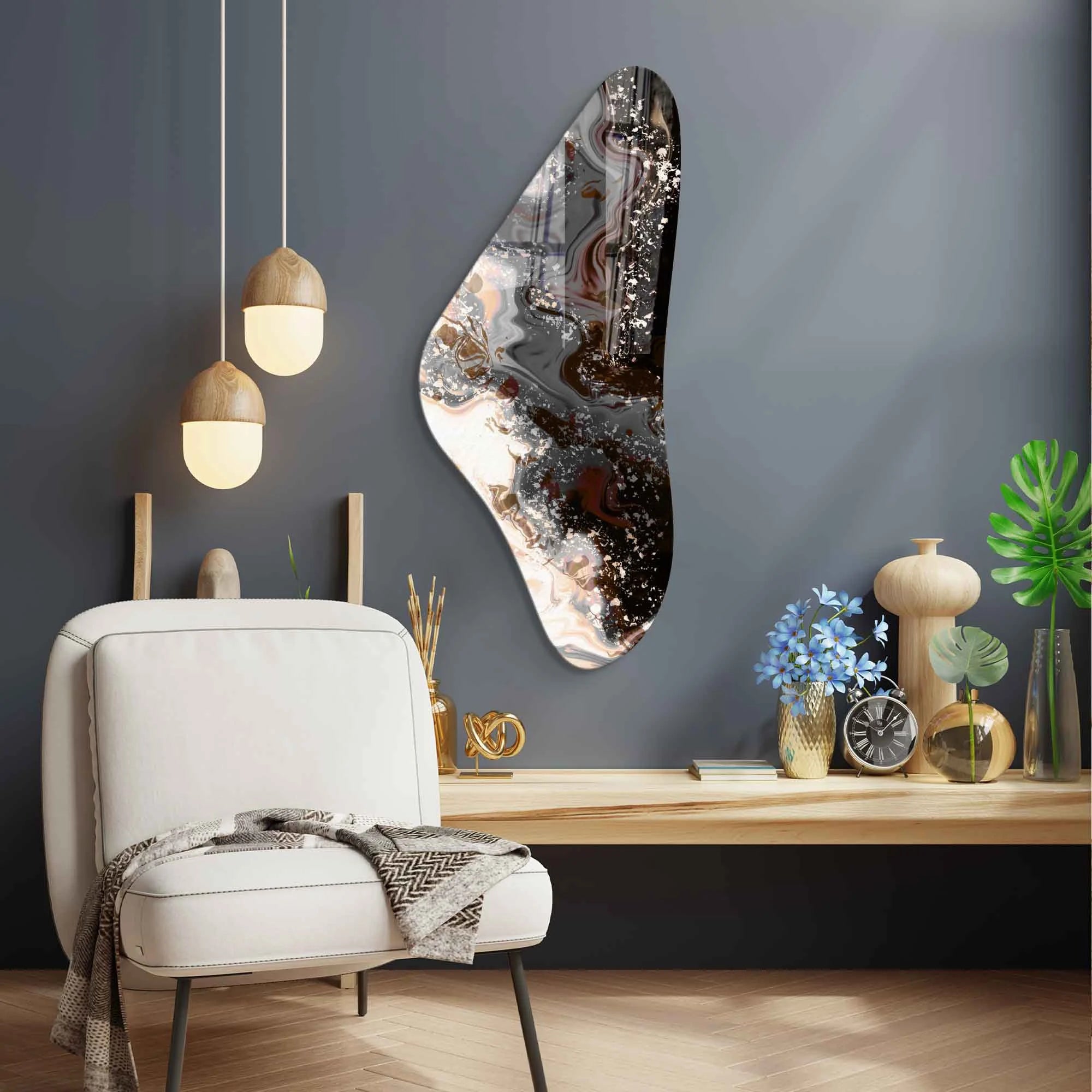 Asymmetrical Mirror, Irregular Mirror, Mirror Wall Decor on Tempered Glass, Entryway Hallway Mirror, Mirror for Bathroom, Luxury Home Decor