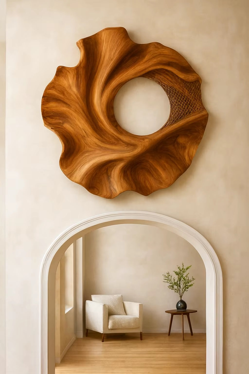 Wall-Hanging Organic Wooden Sculpture Handcrafted Wooden Wall Art Sculpture for Living Room Hotel Furniture Abstract Wall Decor