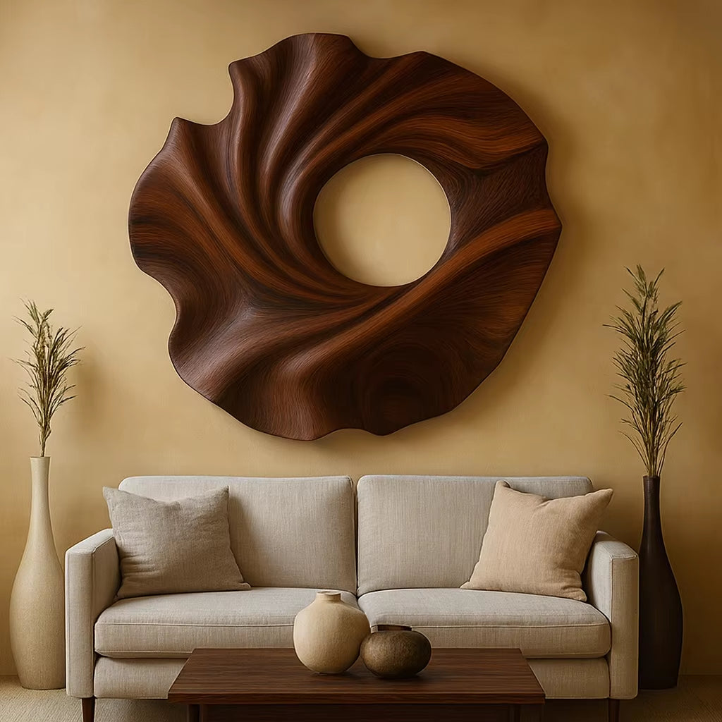 Wall-Hanging Organic Wooden Sculpture Handcrafted Wooden Wall Art Sculpture for Living Room Hotel Furniture Abstract Wall Decor